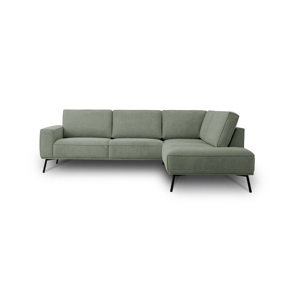Žalios spalvos kampinė sofa iš šenilinio audinio (su dešiniuoju kampu/„L“ formos) Amsterdam – Scandic