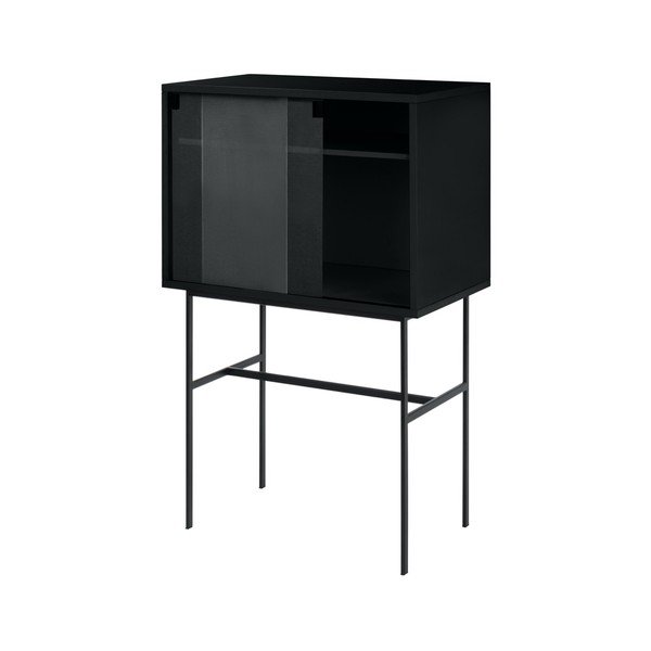 Juodos spalvos vitrina su stumdomomis durimis 70x109x40 cm Lekko – noo.ma