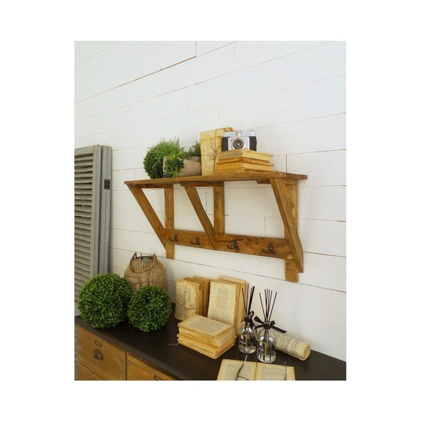 Medinė sieninė lentyna Orchidea Milano Raw Wood, 80 x 25 x 40 cm