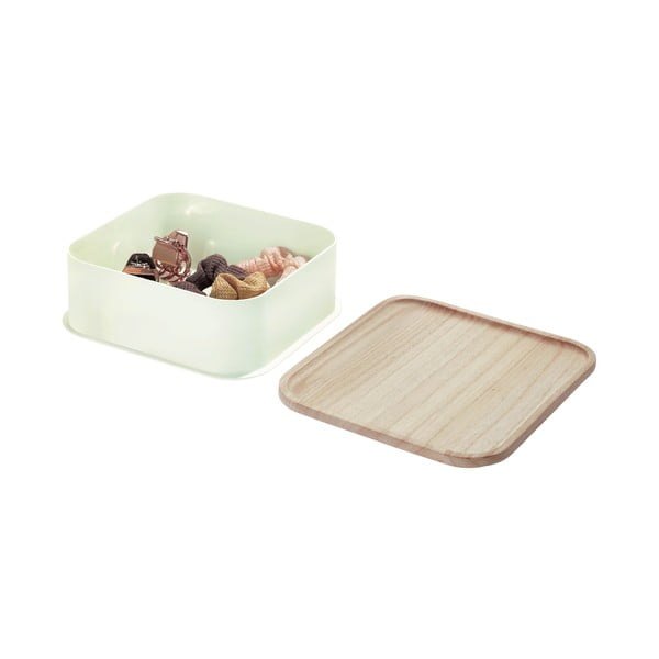 Balta dėžutė su dangteliu pagaminta iš paulovnijos medienos iDesign Eco, 21,3 x 21,3 cm-image-3