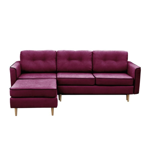 Violetinės spalvos sofa-lova su šviesiomis kojomis Mazzini Sofas Ladybird, kairysis kampas