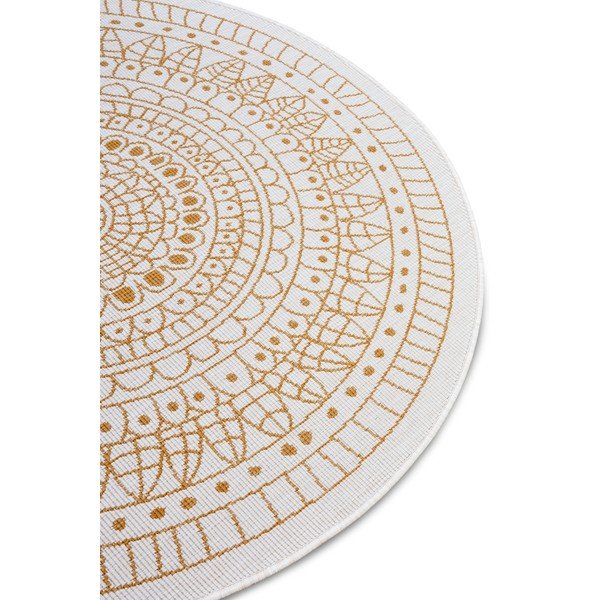 Apvalios formos lauko kilimas ochros spalvos/baltos spalvos ø 140 cm Porto – NORTHRUGS-image-4