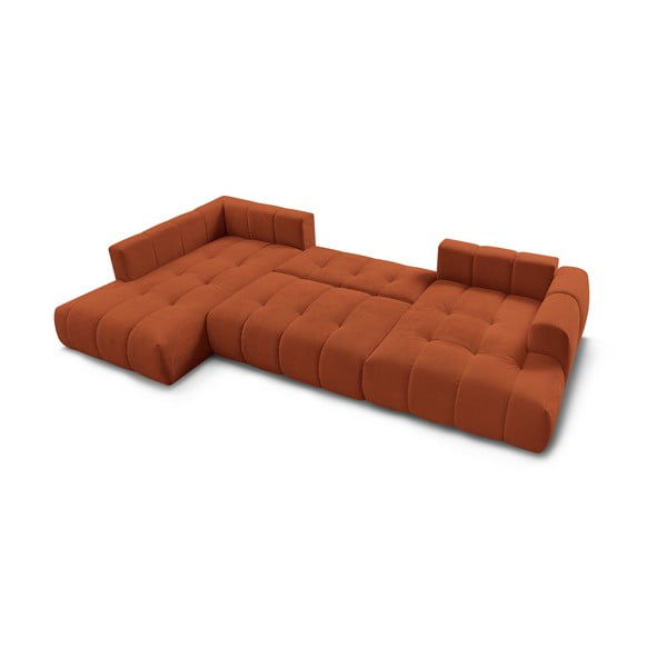 Raudonos plytų spalvos sulankstoma/su sandėliavimo vieta kampinė sofa (su kairiuoju kampu/„U“ formos) Fuji – Bobochic Paris-image-4
