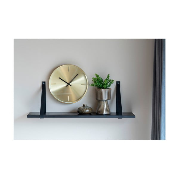 Juoda medinė lentyna su juodos odos rankenomis House Nordic Forno, 80 x 20 cm-image-2