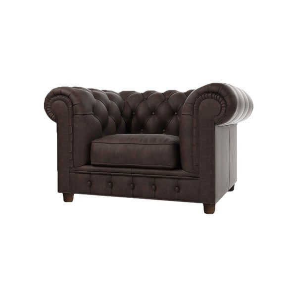 Tamsiai rudas aksominis fotelis Cambridge - Ropez