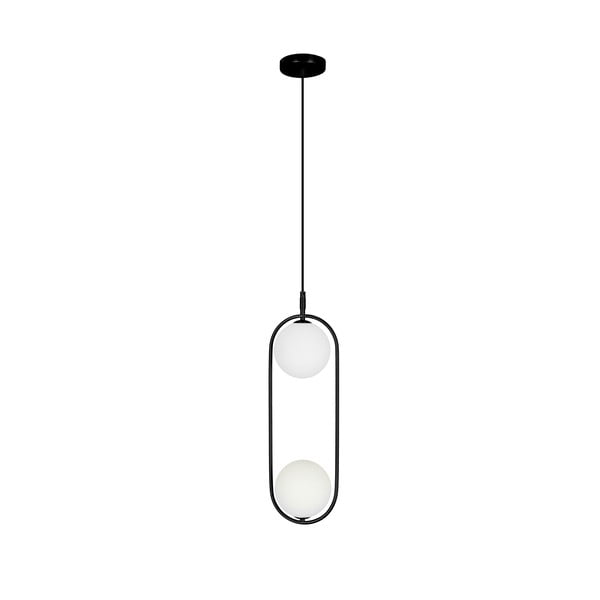 Juodas pakabinamas šviestuvas su stikliniu gaubtu 18,5x15 cm Cordel - Candellux Lighting-image-1