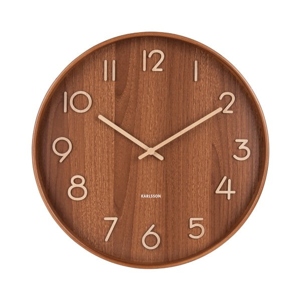 Brown Karlsson Pure Didelis sieninis laikrodis iš liepų medienos, ø 60 cm