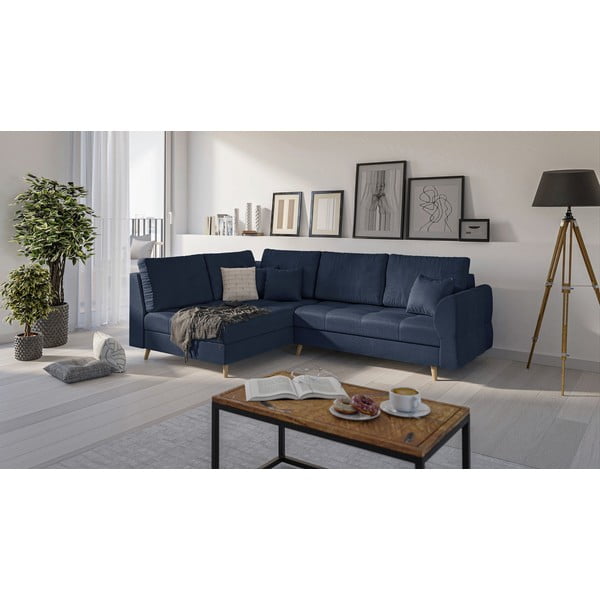 Tamsiai mėlyna kampinė sofa (kairysis kampas) Ariella - Ropez-image-2