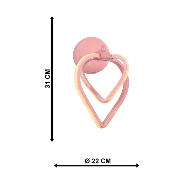 Rožinės spalvos iš metalo sieninė lempa LED Sevinc – Squid Lighting-image-4