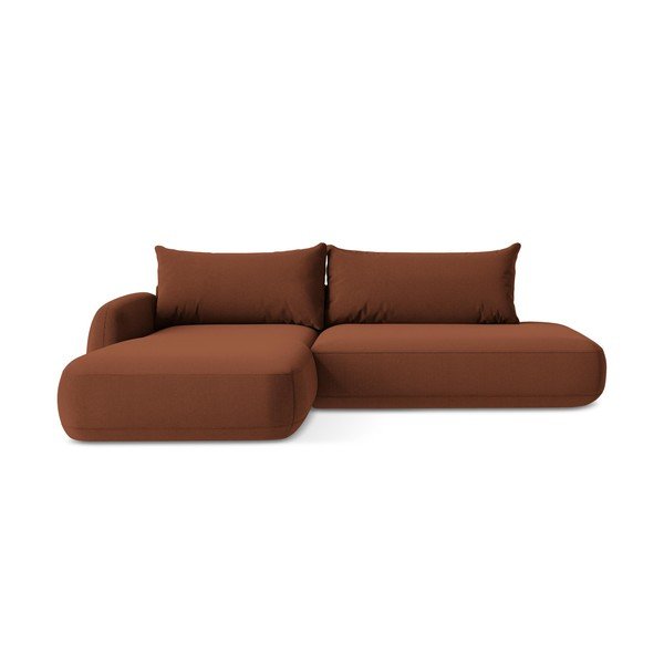 Terakotos spalvos sulankstoma kampinė sofa (su kairiuoju kampu/su gultu) Hale – Makamii