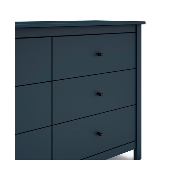 Tamsiai mėlyna žema pušies komoda 130x80 cm Misti - Marckeric-image-4
