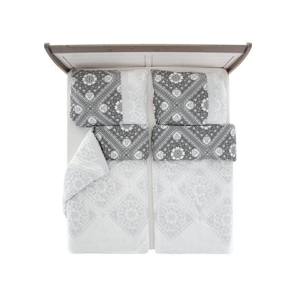 Viengulė patalynė baltos spalvos/pilkos spalvos iš banguotos tekstūros 140x200 cm Top Class – B.E.S.-image-2