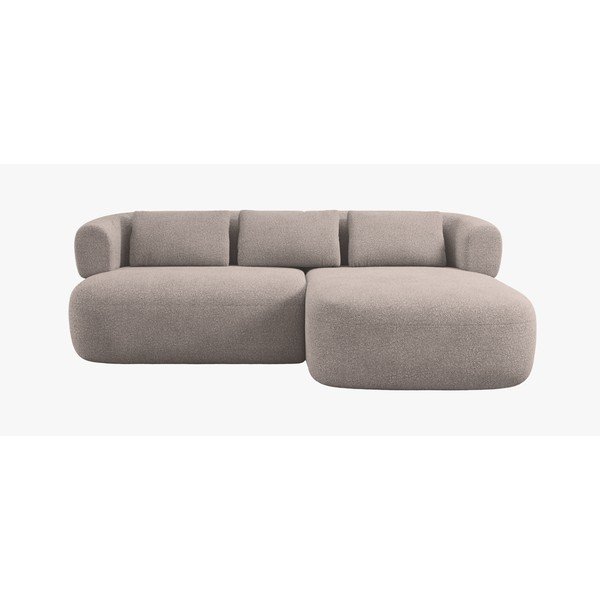 Šviesiai rudos spalvos kampinė sofa iš boucle (su dešiniuoju kampu/su gultu) Jenny – Micadoni -image-2