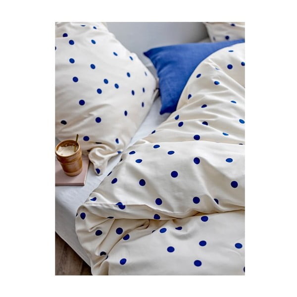 Mėlynos spalvos/kreminės spalvos iš satino medvilnės viengulė patalynė 140x200 cm Solaris – Södahl-image-1