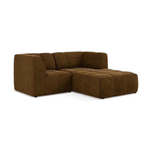 Garstyčių spalvos kampinė sofa iš velveto (su dešiniuoju kampu/su gultu) Aloha – Makamii-image-2