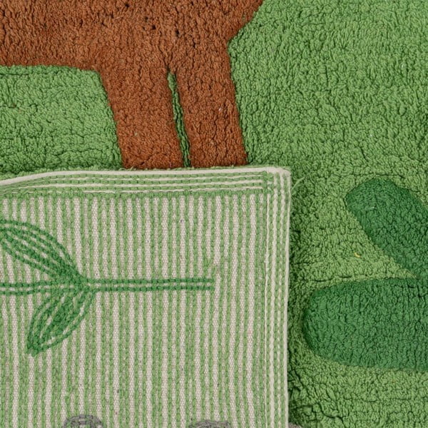 Skalbiamas iš medvilnės kilimas žalios spalvos 90x175 cm Animals – Ixia-image-4