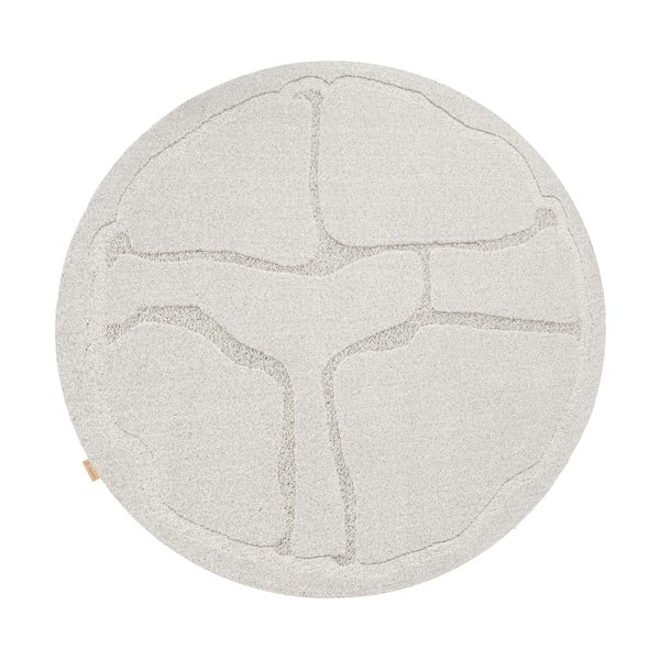 Iš vilnos apvalios formos kilimas šviesiai pilkos spalvos ø 120 cm Morphic Organica – Agnella