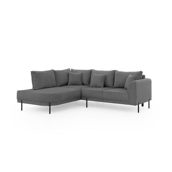 Tamsiai pilkos spalvos kampinė sofa iš šenilinio audinio (su kairiuoju kampu/„L“ formos) Mauris  – Ropez-image-2