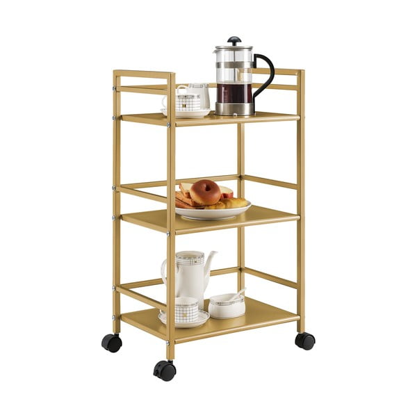 Aukso spalvos metalinis serviravimo stalas ant ratukų 29x43 cm Helix - Novogratz-image-4