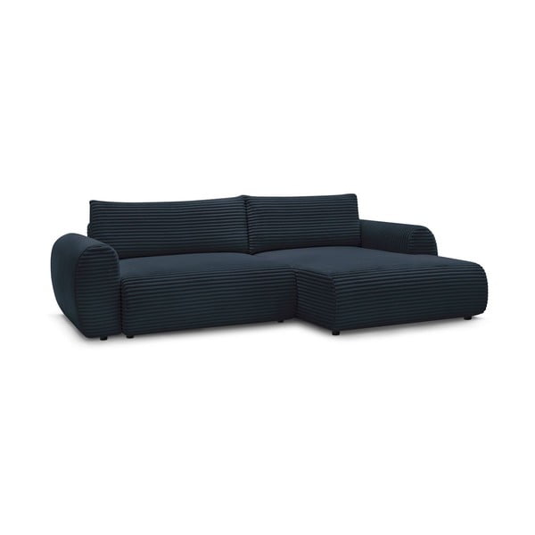 Iš kordinio velveto sulankstoma kampinė sofa tamsiai mėlynos spalvos (su dešiniuoju kampu) Lucien – Bobochic Paris-image-3