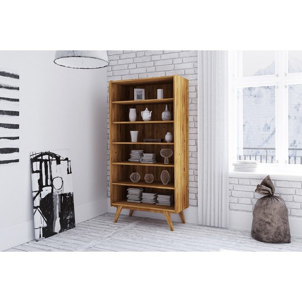 Ąžuolo medienos knygų spinta 100x200 cm Retro - The Beds-image-3