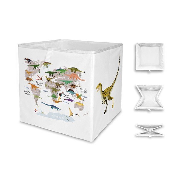 Iš tekstilės vaikiškas organizatorius baltos spalvos 32x32x32 cm Dino World Map – Butter Kings-image-2
