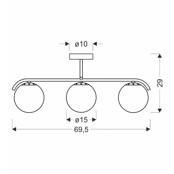 Baltos spalvos/auksinės spalvos lubinis šviestuvas 15x69 cm su stiklo gaubtu Amadeo – Candellux Lighting-image-2