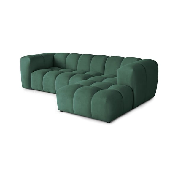 Žalios spalvos iš velveto kampinė sofa (su dešiniuoju kampu/su gultu) Cube – Bonami Selection-image-4