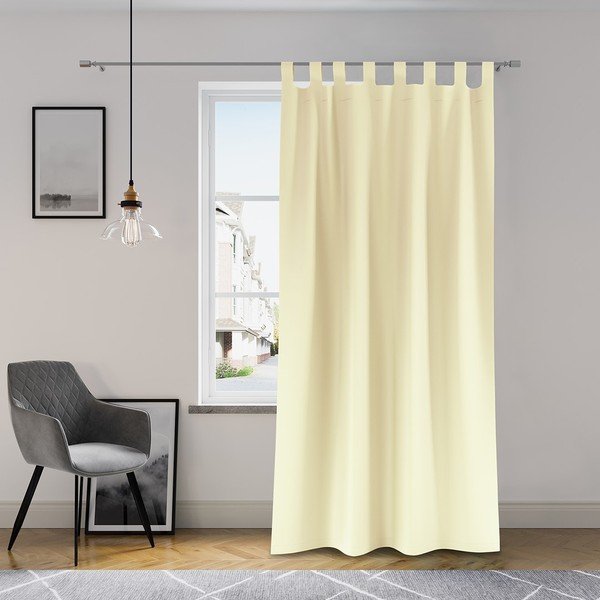 Šviesiai smėlio spalvos užuolaidos AmeliaHome Tab, 140 x 250 cm-image-1