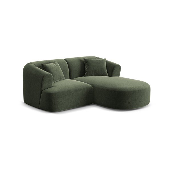 Žalios spalvos kampinė sofa iš velveto (su dešiniuoju kampu/su gultu) Campi – Cosmopolitan Design-image-2