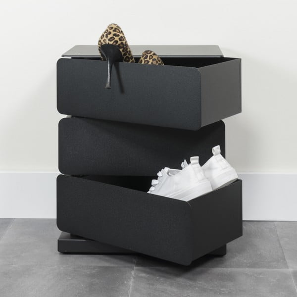 Juodos spalvos iš metalo šoninė spintelė 37x45x26 cm Joey – Spinder Design-image-1