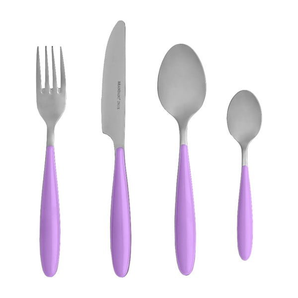 Violetinės spalvos Brandani Ginger 4 dalių nerūdijančio plieno stalo įrankių rinkinys