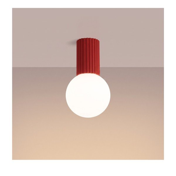Raudonos spalvos lubinis šviestuvas iš opalinio stiklo ø 12 cm Orbital – Sollux-image-3