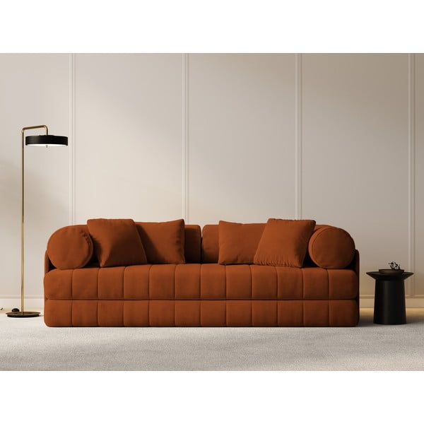Terakotos spalvos iš velveto sulankstoma sofa 206 cm Kemi – Cosmopolitan Design-image-4