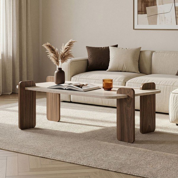 Smėlio spalvos kavos staliukas 60x120 cm Renard – Nordure-image-2