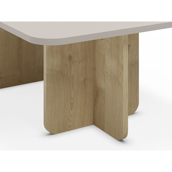 Kavos staliukas kreminės spalvos/natūralios spalvos iš ąžuolo 56x100 cm Hillary – Marckeric-image-4