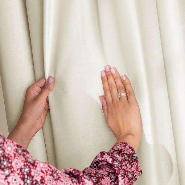 Kreminės spalvos iš velveto pritemdymas (dalinis užtemimas) užuolaida 140x245 cm – Restilo-image-3