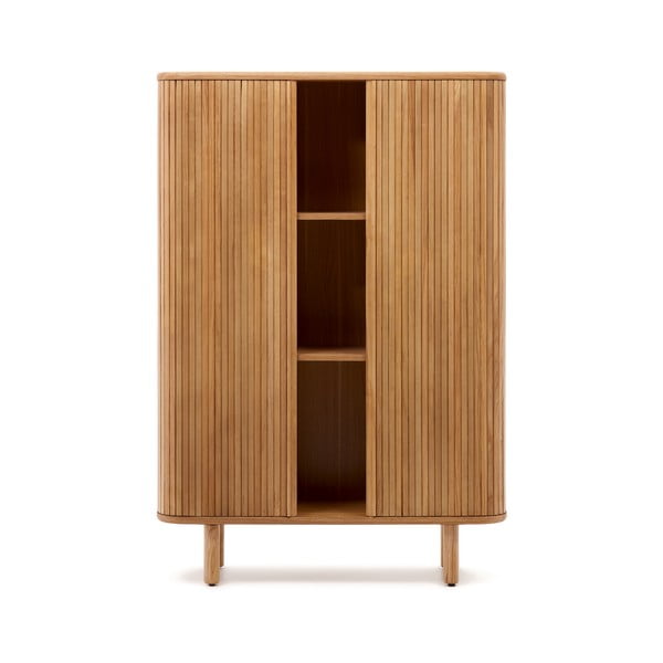 Natūralios spalvos spintelė iš uosio su stumdomomis durimis 110x160x40 cm Mailen – Kave Home