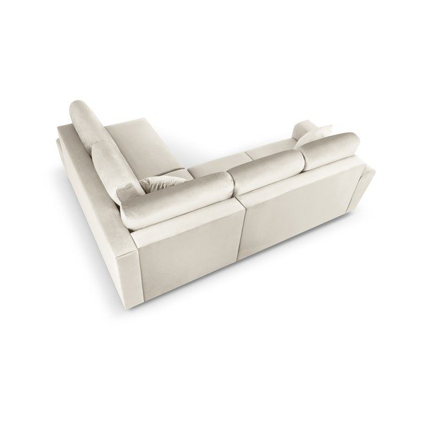 Smėlio spalvos iš velveto sulankstoma/su sandėliavimo vieta kampinė sofa (su dešiniuoju kampu/„L“ formos) Kyoto – Cosmopolitan Design-image-4