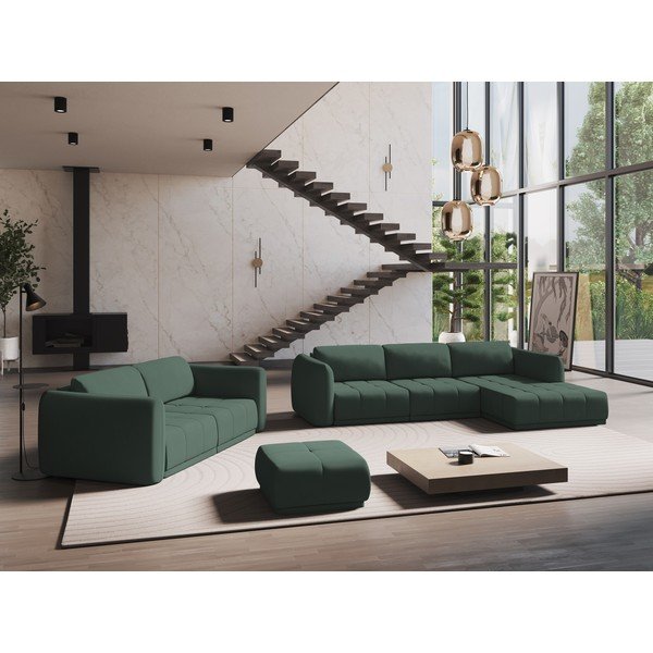 Žalios spalvos kampinė sofa Hoku – Makamii-image-1
