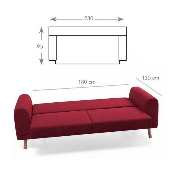 Bordo spalvos sofa-lova "Balcab Home Dorothy-image-1