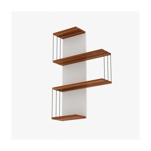 Kelių aukštų sieninė lentyna baltos spalvos/natūralios spalvos iš pušies 64 cm Cambel – Kalune Design-image-3