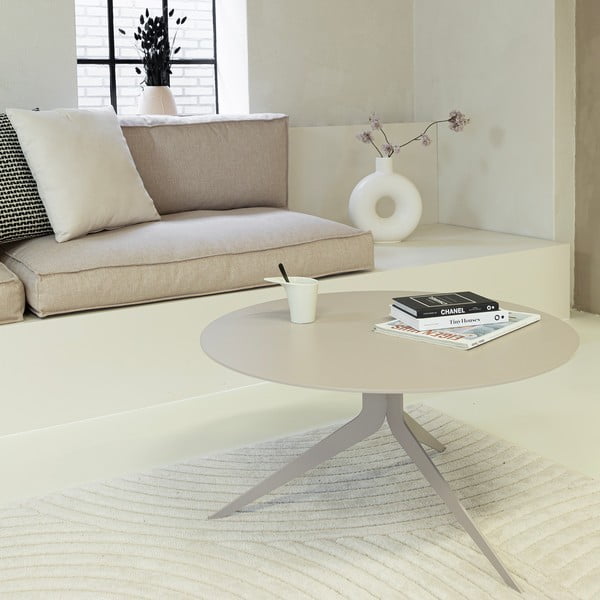 Taupe spalvos iš metalo apvalios formos kavos staliukas ø 76 cm Daley – Spinder Design-image-2