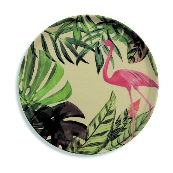 Bambukinė lėkštė su flamingo motyvu "Villa d'Este Tropical", 31,8 cm