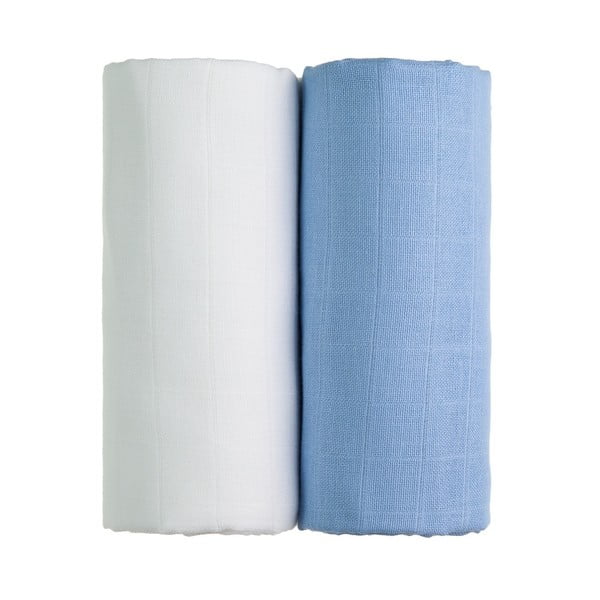 2 baltos ir mėlynos spalvos medvilninių rankšluosčių rinkinys T-TOMI Tetra, 90 x 100 cm