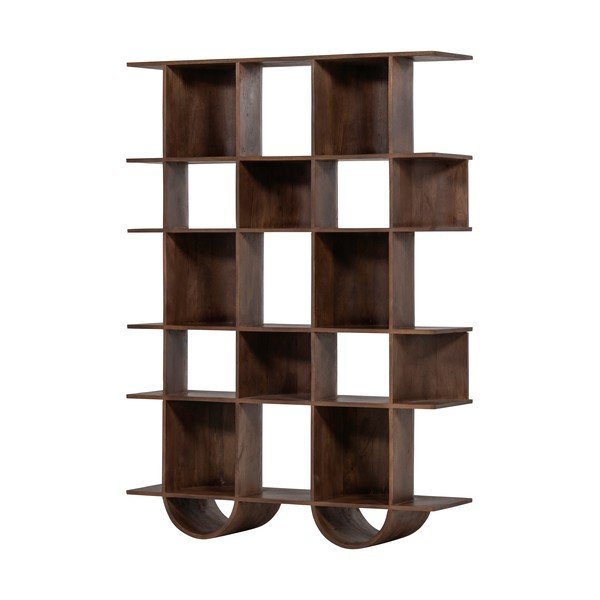 Tamsiai rudos spalvos knygų spinta iš mango masyvo 130x180x35 cm Sinne – WOOOD-image-2