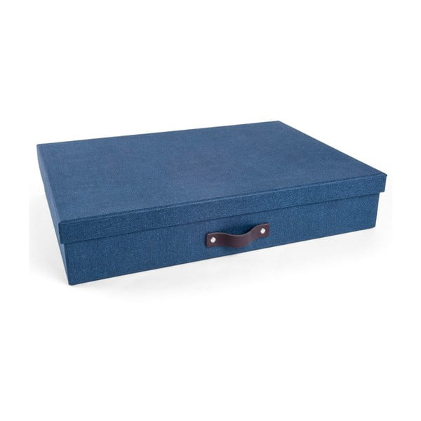 Mėlyna dokumentų laikymo dėžutė su odine rankena "Bigso", A3 dydžio