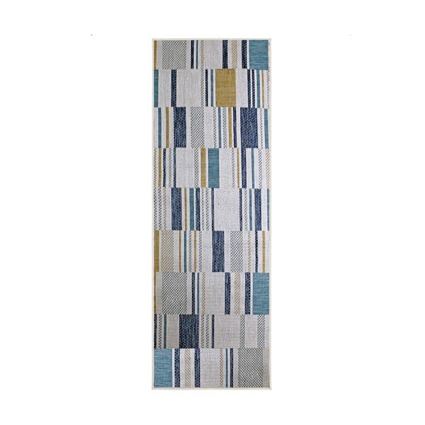Geltonos spalvos/mėlynos spalvos lauko ir vidaus kilimas 80x230 cm Rosco Geo – Flair Rugs