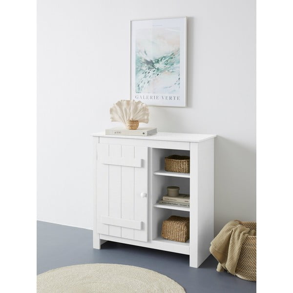 Iš pušies masyvo spintelė baltos spalvos 90x90 cm Bertram – Støraa-image-1