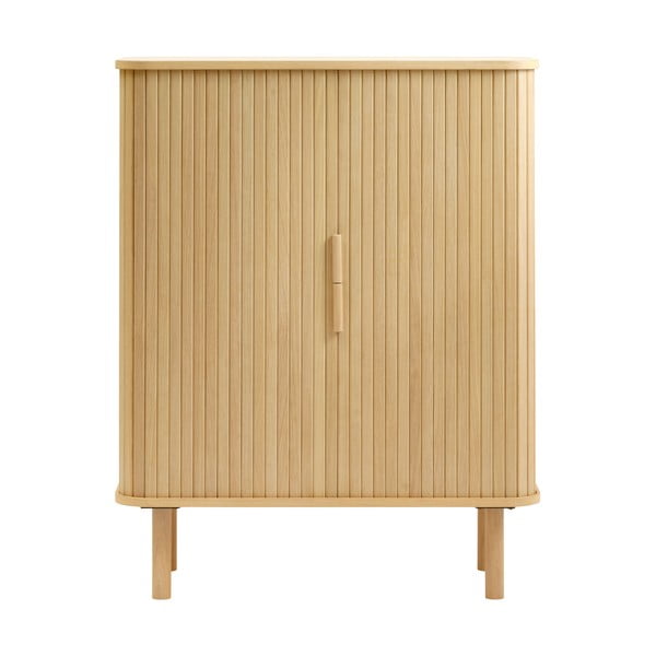 Spintelė natūralios spalvos iš ąžuolo su stumdomomis durimis 113x90 cm Cavo – Unique Furniture